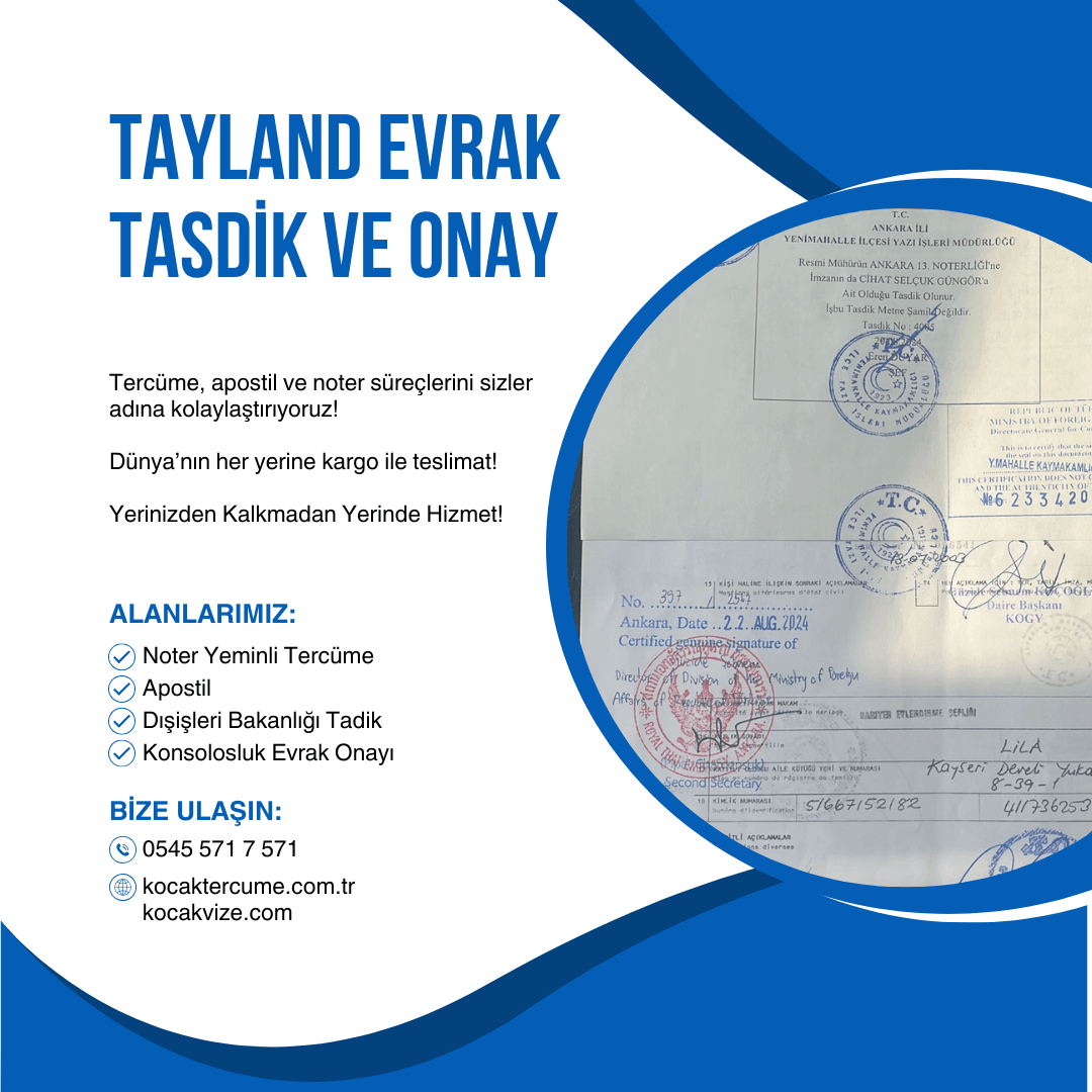 Tayland evrak tasdik ve onay Tayland evrak tasdik ve onay